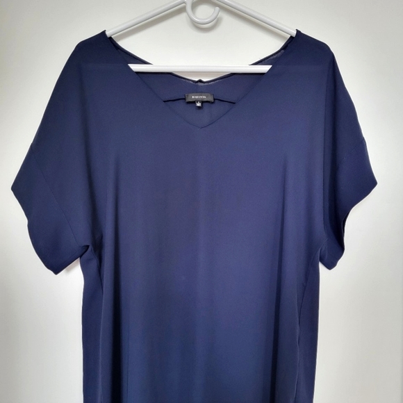 Aritzia Babaton V Neck Short Sleeves Navy Maxi Split Dress - Picture 5 of 12